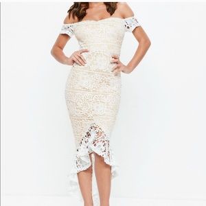 Missguided white lace fishtail dress. Women’s size 6